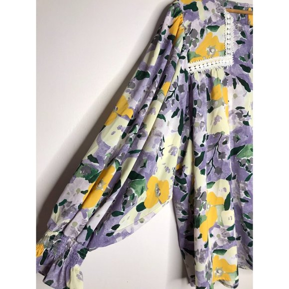 Entro Women's 2X Plus Size Beautiful Long Sleeve Abstract Floral Blouse - Picture 2 of 11